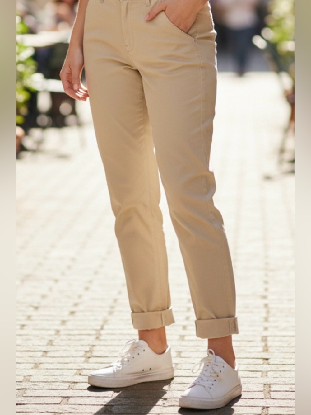 LOFT Beige/Tan Straight-Leg Chinos